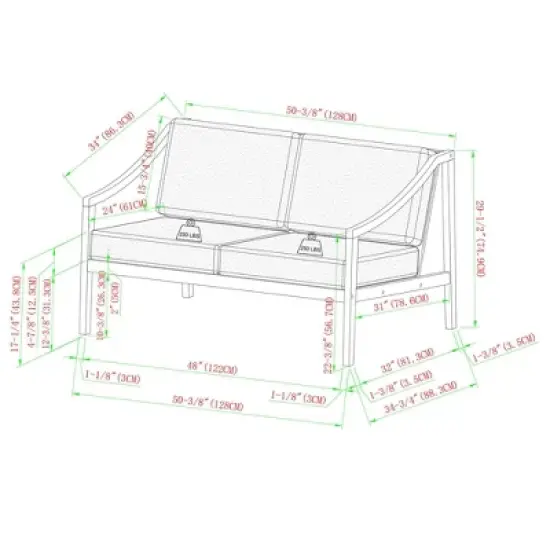 Saracina Home Mid-Century Modern Slatted Acacia Outdoor Bench with Cushions 
 image {5}