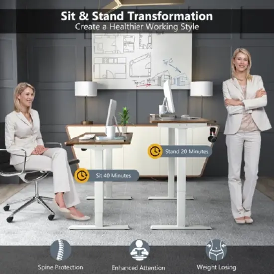 Costway Electric Adjustable Standing up Desk Dual Motor w/ Controller image {6}
