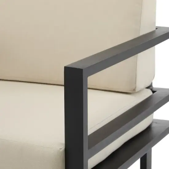 Modern Outdoor Lounge Chair, Patio Armrest Sofa, Chaise Lounges with Aluminum Frame and Weather-Resistant Cushions-Coolbibila image {4}