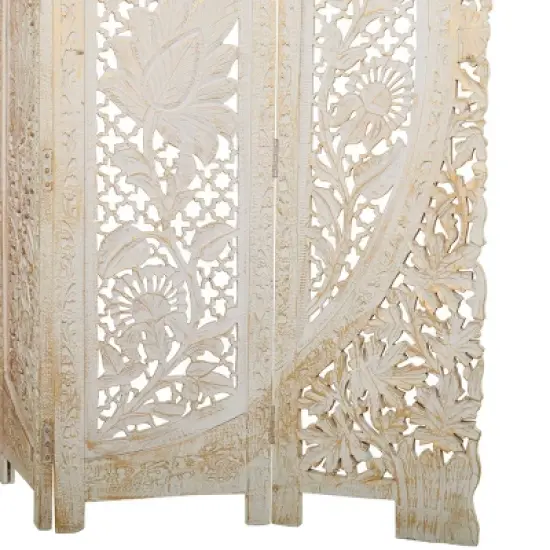 Eclectic Wood Room Divider Screen White - Olivia & May image {4}