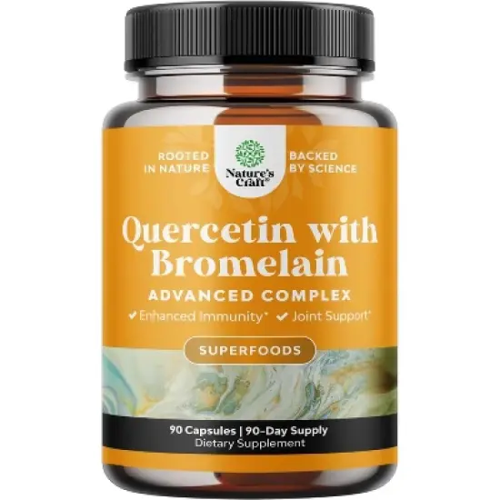Quercetin with Bromelain Advanced Complex Capsule, High Potent Supplement for Immunity, Respiratory, Heart & Overall Health, Nature's Craft, 90ct image {7}