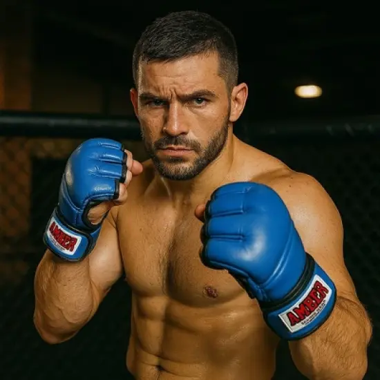 Amber Fight Gear Premium Leather Grappling Gloves &ndash; Enhanced Grip, Wrist Support, Breathable Comfort for MMA & Clinch Fighting, Blue, X-Large image {4}