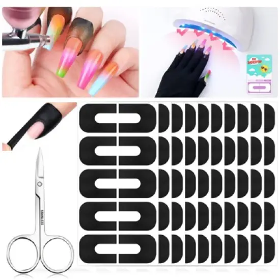 Saviland UV Shield Tapes 100pcs - U-Shaped Anti-Curing Strips for Cuticles & French Tips, Removable Guard Set. image {7}