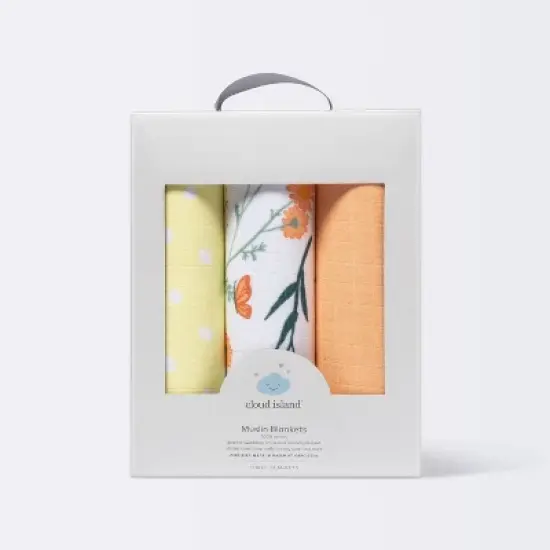 Muslin Swaddle Blanket - Cloud Island&trade; Garden Floral - 3pk image {2}