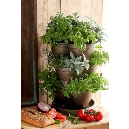 The HC Companies Stack-A-Pots Stackable Planter, Brick, 30 Quart Capacity image {1}
