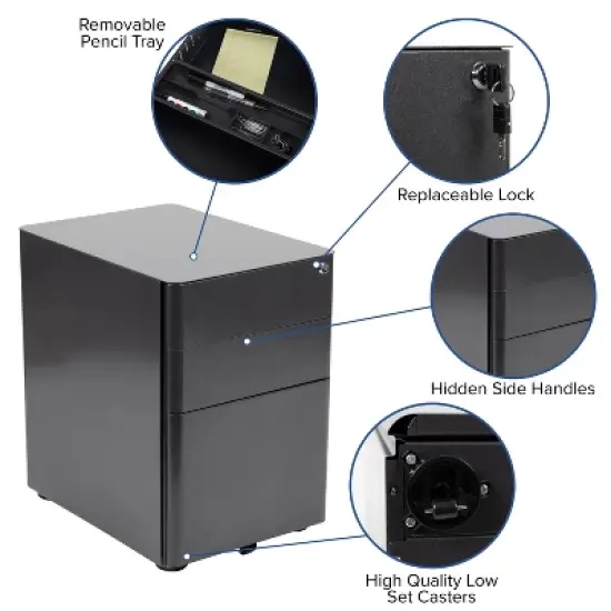 Flash Furniture Work From Home Kit - Black Computer Desk, Ergonomic Mesh Office Chair and Locking Mobile Filing Cabinet with Side Handles image {4}