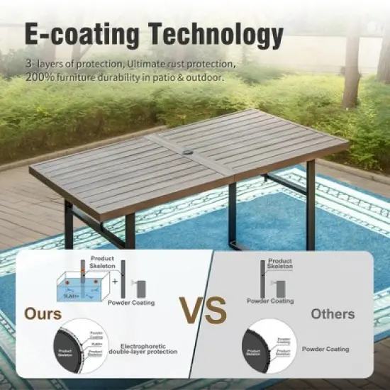 Captiva Designs 7pc Outdoor Patio Metal Rectangle Dining Table & Textilene Swivel Chairs image {4}