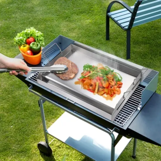 VEVOR Stove Top Griddle, 23.5"x16" Pre-Seasoned Stainless Steel Griddle, Rectangular Double Burner Griddle Pan, Non-Stick Family Pan Cookware image {1}