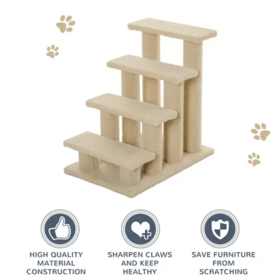 Multipet 4-Step Multi-Level Carpeted Cat Scratching Post Pet Stairs image {2}