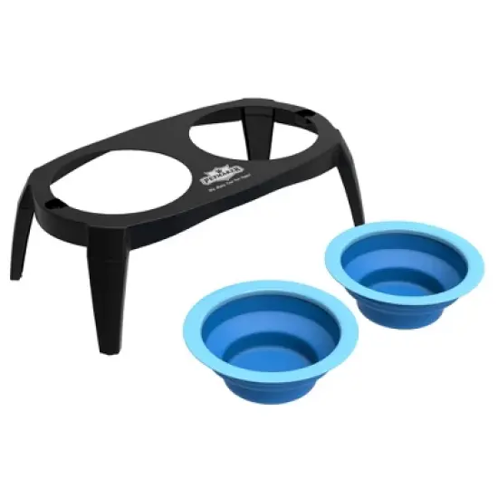 Elevated Pet Bowls with Nonslip Stand for Dogs and Cats - Removable and Collapsible Silicone Feeder for Food and Water - 16oz Each by PETMAKER (Blue) image {7}