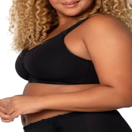 Curvy Couture Women's Cotton Luxe Front and Back Close Wireless Bra image {2}