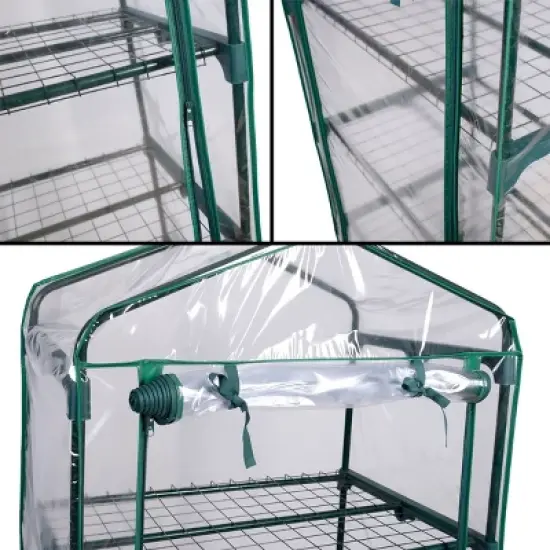 Costway Portable Mini Walk In Outdoor 4 Shelves Greenhouse image {7}