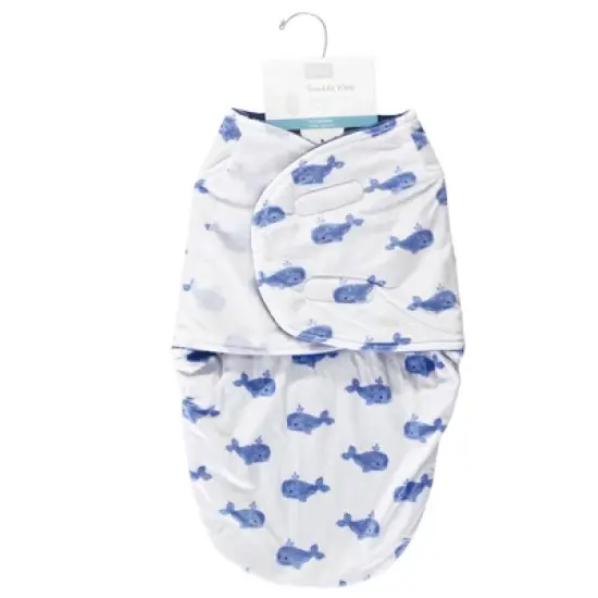 Hudson Baby Infant Boy Plush Swaddle Wrap, Blue Whale, 0-3 Months image {1}