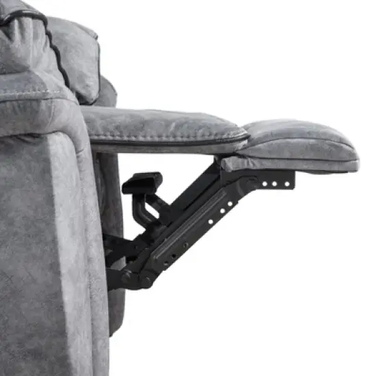miBasics Breezenight Transitional Padded Manual Glider Reclining Chair Gray: Microsuede Upholstery, Foam Fill, Wood Frame image {9}