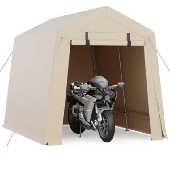 Storage Shed, Portable Garage 7'x10' Outdoor - Waterproof UV-Resistant with 2 Roll-Up Zipper Doors, Anti-Snow Shelter image {8}
