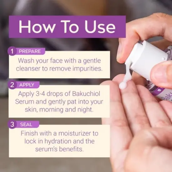 Tree To Tub Bakuchiol Face Serum for All Skin Types - Gentle Retinol Alternative with Hyaluronic Acid & Peptides for Hydration & Elasticity image {6}