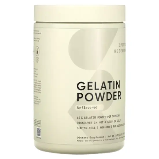 Sports Research Gelatin Powder, Unflavored, 1 lb (454 g) image {4}