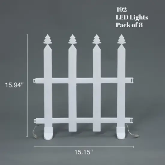 LuxenHome 8-Piece Light Show Fence Design Outdoor Holiday Decoration White image {7}