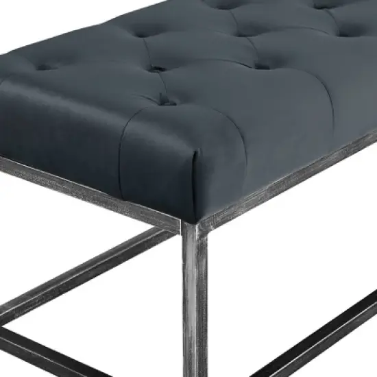 Danes Tufted Bench with Iron Legs - Finch image {5}