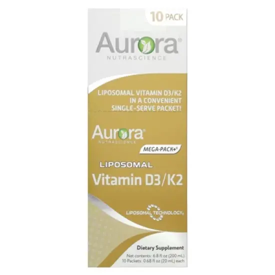 Aurora Nutrascience Liposomal Vitamin D3/K2, 10 Packets, 0.68 fl oz (20 ml) Each image {5}