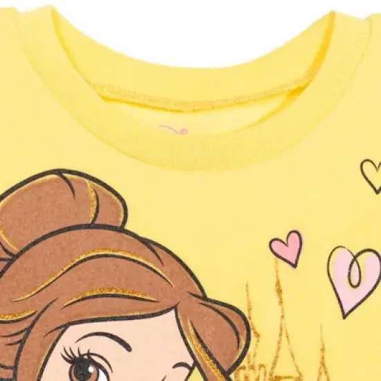 Disney Frozen Moana Princess Rapunzel Snow White Raya and the Last Dragon Baby Girls Peplum T-Shirt and French TerryShorts Outfit Set Infant image {4}