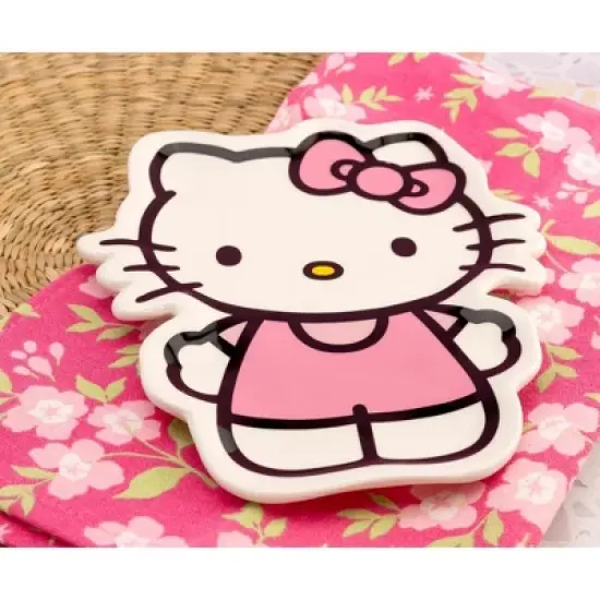 Silver Buffalo Sanrio Hello Kitty Pink Outfit Sculpted Ceramic Trinket Tray Dish image {4}