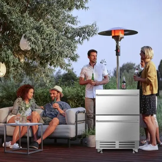 SOZT 23.4 in. 4.9 cu. ft. Stainless Steel Built-In Under Counter Drawer Beverage Fridge with Double Drawer image {11}