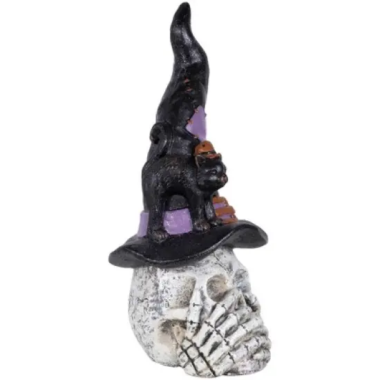 Northlight Skull in Witch Hat with Cat Halloween Decoration - 22.75" image {4}