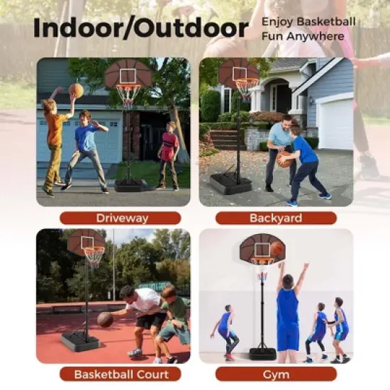 Costway Basketball Hoop 5.6-6.5 FT Height Adjustable for Kids with Shatterproof Backboard image {8}