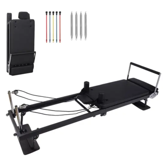 COZONY Pilates Reformer Machine with Wheels, Adjustable Headrest & Armrests, 2 Resistance Band Sets,  300 lb Capacity image {10}