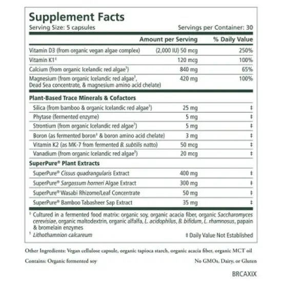 Pure Synergy Bone Renewal&reg; &ndash; Plant-Based Calcium, D3 & Minerals for Bone Strength & Mobility | 150 Capsules image {2}