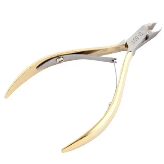 Unique Bargains Metal Gold Tone Hand Finished Tips Cuticle Nippers 4.3 x 2.4 x 0.3 Inch 1 Pc image {3}