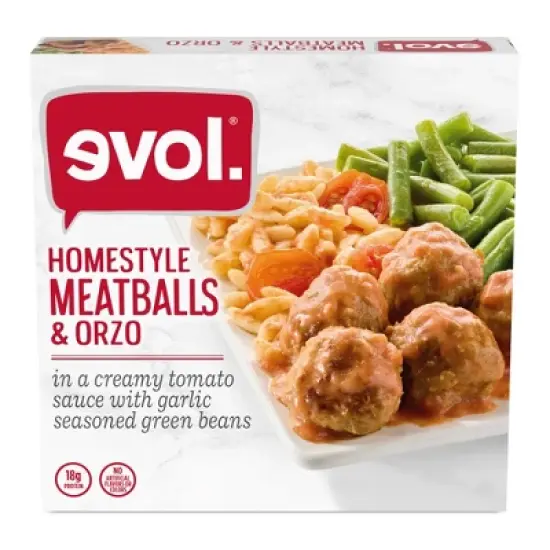 Evol Plated Meals Frozen Garlic Tomato Meatballs & Orzo - 10.8oz image {6}