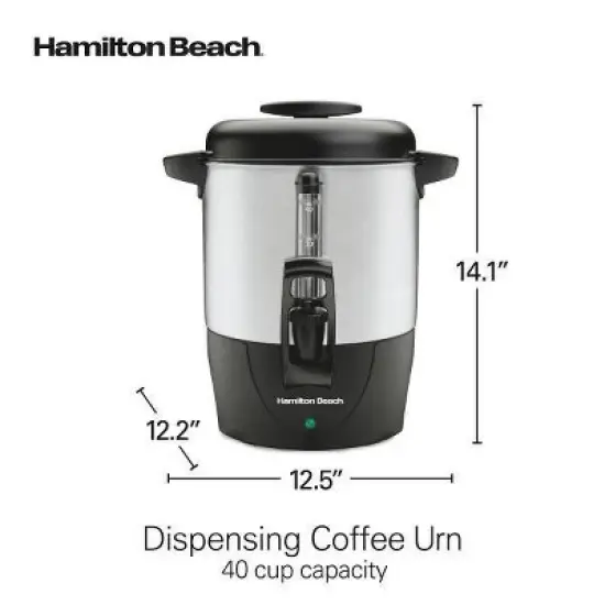Hamilton Beach Brew Station 40 Cup Coffee - 40514: Electric Coffee Urn & Dispenser, 1090W, Silver, 8 oz Cup Capacity image {9}