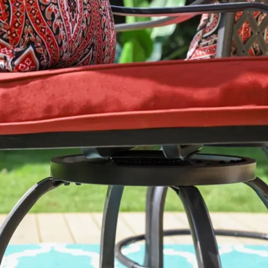 5pc Outdoor Set with Swivel Stools & Cushions & Square Metal Table - Captiva Designs image {6}