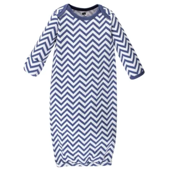 Hudson Baby Infant Boy Cotton Long-Sleeve Gowns 3pk, Blue Whales, 0-6 Months image {2}