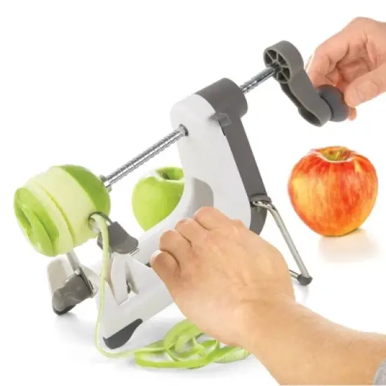 PL8 Professional Apple Machine: Stainless Steel Fruit & Vegetable Peeler, Dishwasher-Safe, Gray/White Finish image {8}