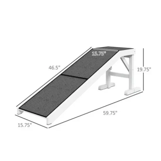 Resenkos 60" Pet Ramp for Dogs & Cats with Non-Slip Carpet, White Gray image {5}