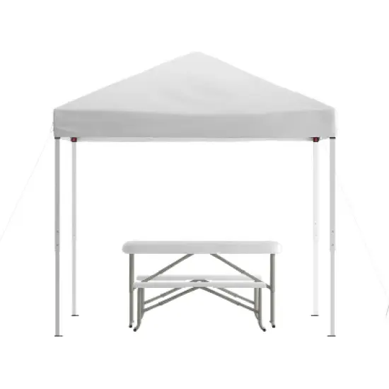 Flash Furniture 8'x8' Pop Up Event Canopy Tent with Carry Bag and Folding Bench Set - Portable Tailgate, Camping, Event Set image {9}