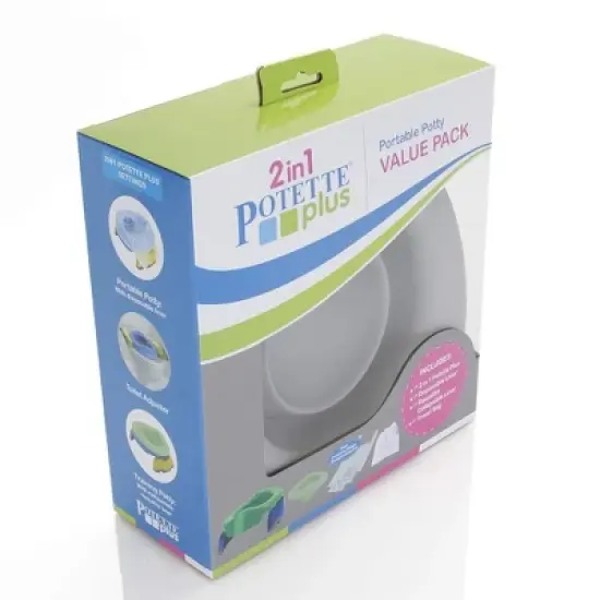 Potette Plus Potty Value Pack: Kalencom 2in1 Potette Plus Portable Potty and Reusable Collapsible Liner for Home or Travel Use image {4}