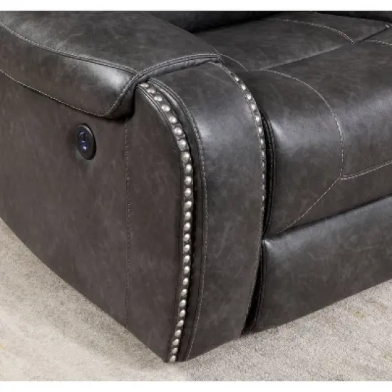 Symons Upholstered Recliner Sofa Gray - HOMES: Inside + Out image {4}