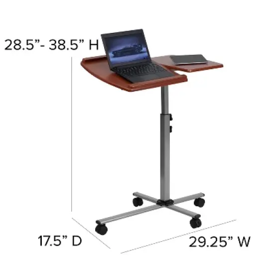 Angle and Height Adjustable Mobile Laptop Computer Table Cherry Top - Flash Furniture image {3}