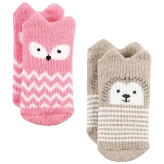 Hudson Baby Infant Girl Cotton Rich Newborn and Terry Socks, Girl Woodland 8-Pack image {5}
