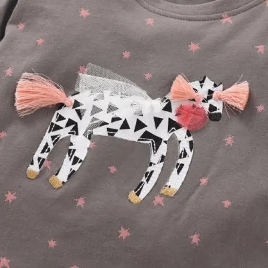 MyKids-USA Baby Girl Cartoon Unicorn Patches Pattern Cotton Shirt image {1}