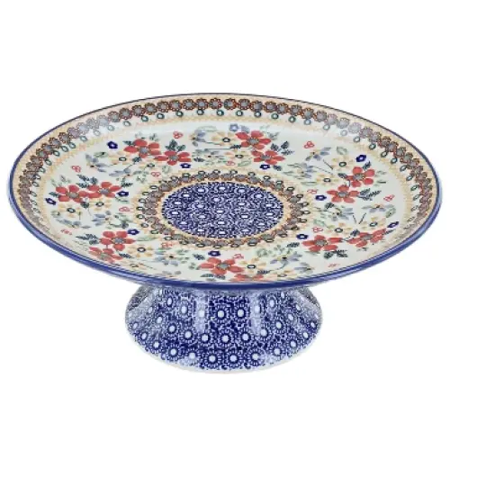 Blue Rose Polish Pottery P042 Manufaktura Pedestal Plate image {4}