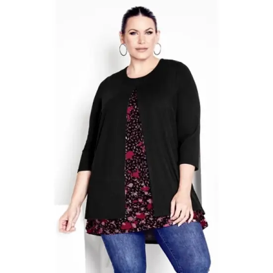 Women's Plus Size Ally Border Tunic - rose | AVENUE image {5}