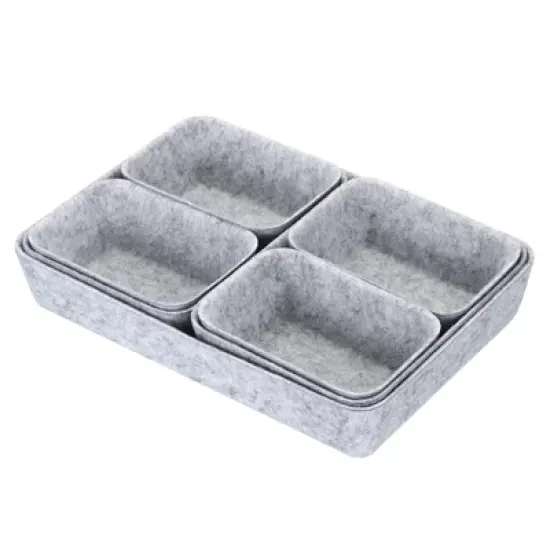 Unique Bargains Felt Desk Organizer Drawers Tray for Cosmetic Makeup Office Supplies 7 in 7 Pcs in 1 Set image {6}