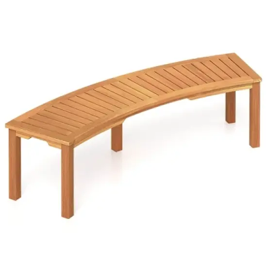Costway 1/4 PCS Outdoor Curved Bench with Slatted Seat Solid Acacia Wood for Yard image {1}