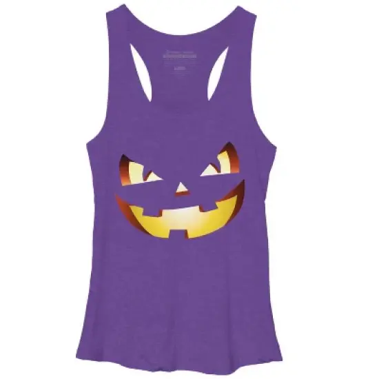 Women's Design By Humans Halloween Pumpkin Evil Smiley Face By artdim Racerback Tank Top image {6}