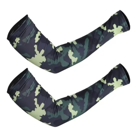 Unique Bargains Basketball Sports Camouflage Cooling Arm Elbow Compression Sleeve Green Blue 1 Pair image {6}